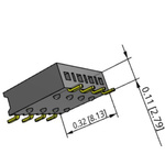 Samtec SSM Series Right Angle Surface Mount PCB Socket, 4-Contact, 1-Row, 2.54mm Pitch, Solder Termination