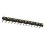 Samtec SL Series Straight Through Hole Mount PCB Socket, 14-Contact, 1-Row, 2.54mm Pitch, Solder Termination