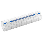 Merlett Plastics PVC Hose, Clear, 44.5mm External Diameter, 10m Long, Reinforced, 80mm Bend Radius, Liquid Food