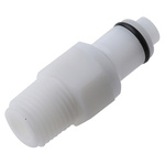 Straight Hose Coupling 1/4in Coupling Insert - Valved, Thread Mount, 1/4 in R Male, Acetal
