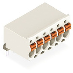 Wago 2091 Series Angled Push-In PCB Connector, 7-Contact, 1-Row, 3.5mm Pitch, Solder Termination