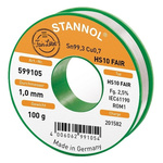 Stannol 1mm Wire Lead Free Solder, +227°C Melting Point