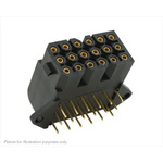 Souriau SMS Series Right Angle PCB Mount PCB Socket, 18-Contact, 6-Row, 5.08mm Pitch, Solder Termination