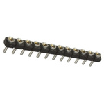 Samtec SL Series Straight Through Hole Mount PCB Socket, 12-Contact, 1-Row, 2.54mm Pitch, Solder Termination