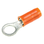 TE Connectivity, PIDG Insulated Ring Terminal, M4 Stud Size, 0.8mm² to 1.65mm² Wire Size, Orange, Red