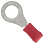 TE Connectivity, PIDG Insulated Ring Terminal, M5 Stud Size, 0.3mm² to 1.3mm² Wire Size, Red