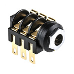 RS PRO Jack Connector 6.35 mm Panel Mount Stereo Socket, 3Pole 3A