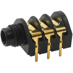 RS PRO Jack Connector 6.35 mm Panel Mount Stereo Socket, 3Pole 5A