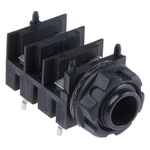 RS PRO Jack Connector 6.35 mm PCB Mount Stereo Socket, 2Pole 5A
