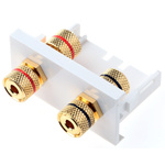 RS PRO Double Gang 4 Way Female Banana Socket Faceplate