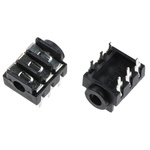 RS PRO Jack Connector 3.5 mm PCB Mount Stereo Socket, 6Pole 5A