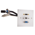 RS PRO Single Gang 3 Way Female HDMI, SVGA, USB A Faceplate