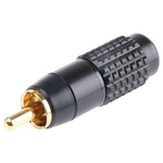 RS PRO Black Cable Mount RCA Plug, Gold
