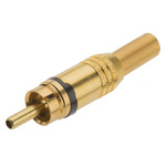 RS PRO Black, Gold Cable Mount RCA Plug, Gold, 5A