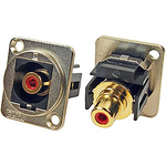 RS PRO Red Panel Mount RCA Socket, Gold over Nickel, 2A