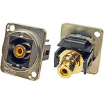 RS PRO Yellow Panel Mount RCA Socket, Gold over Nickel, 2A