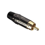 Amphenol Audio Black Chrome Cable Mount RCA Plug, Gold, 10A
