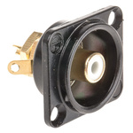 Neutrik Black Panel Mount RCA Socket, Gold over Nickel, 16A
