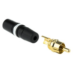 Neutrik Black, White RCA Plug, Gold, 1A