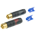 Neutrik Black Cable Mount RCA Plug, Gold over Nickel, 16A