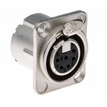 Neutrik Panel Mount XLR Connector, Female, 50 V, 6 Way, Silver over Nickel Plating