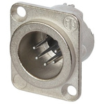 Neutrik Panel Mount XLR Connector, Male, 50 V, 6 Way, Silver over Nickel Plating