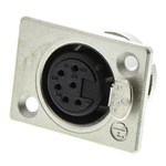 Neutrik Panel Mount XLR Connector, Female, 50 V, 6 Way, Silver over Nickel Plating