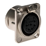 Neutrik Panel Mount XLR Connector, Female, 50 V, 6 Way, Silver over Nickel Plating