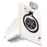 RS PRO Panel Mount XLR Connector, Female, 4 Way, Silver Plating