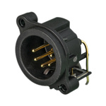 Neutrik PCB Mount XLR Connectors, Right Angle, Male, <50 V ac, 5 Way, Gold Plating
