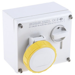 RS PRO Right Angle Switchable IP66, IP67 Industrial Interlock Socket 2P+E, Earthing Position 4h, 16A, 130 V