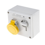 RS PRO Switchable IP44 Industrial Interlock Socket 2P+E, Earthing Position 4h, 16A, 130 V