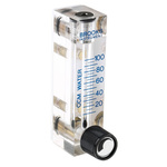 Key Instruments FR2000 Series Variable Area Flow Meter for Liquid, 10 ccm Min, 100 cm³/min Max