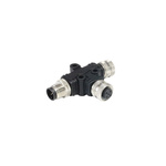 Bulgin Tee Female Pole M12 Socket to 5 Pole M12 Plug Adapter