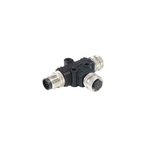 Bulgin Tee Female Pole M12 Socket to 8 Pole M12 Plug Adapter