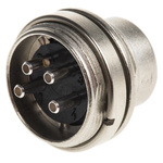 Binder 4 Pole Miniature Din Plug, 6A, 250 V, Male, Panel Mount