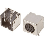 TE Connectivity 6 Pole Right Angle Miniature Din Socket, 1A, 30 V ac, Female, Through Hole