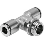 Festo Threaded-to-Tube Tee Connector Push In 10 mm x Push In 10 mm x G 1/4 20 bar