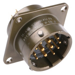 Souriau, 851 12 Way Panel Mount MIL Spec Circular Connector Receptacle, Pin Contacts,Shell Size 14, Bayonet Coupling,