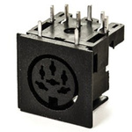 Deltron 6 Pole Right Angle Din Socket, 2A, 100 V ac, Lockable, Female, PCB Mount