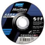 Norton Grinding Disc Aluminium Oxide Grinding Disc, 180mm x 7mm Thick, P60 Grit, 5 in pack, Norzon