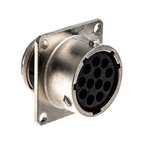 Souriau, UTO 12 Way Wall Mount MIL Spec Circular Connector Receptacle, Socket Contacts,Shell Size 14, Bayonet Coupling