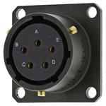 Amphenol, 62GB 5 Way Box Mount MIL Spec Circular Connector Receptacle, Socket Contacts,Shell Size 14, Bayonet Coupling,
