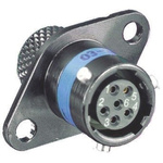 Souriau, 8TA 6 Way Panel Mount MIL Spec Circular Connector Receptacle, Socket Contacts,Shell Size 08, Bayonet Coupling