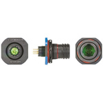 Souriau, 8D 6 Way Panel Mount MIL Spec Circular Connector Receptacle, Pin Contacts,Shell Size 09, Screw Coupling,