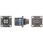 Souriau, 8D 4 Way Panel Mount MIL Spec Circular Connector Receptacle, Socket Contacts,Shell Size 13, Screw Coupling,