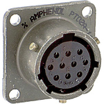 Amphenol, PT 10 Way Panel Mount MIL Spec Circular Connector Receptacle, Socket Contacts,Shell Size 12, Bayonet,