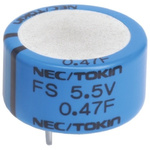 KEMET 0.1F Supercapacitor EDLC -20 → +80% Tolerance, Supercap FS 5.5V dc, Through Hole