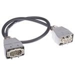 Harting Cable Assembly, 10 Way, 7A, Female to Male, Han E, 600 V