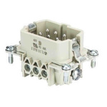 Wieland Male insert, 6 Way, 16A, Male, BAS STS, Panel Mount, 500 V